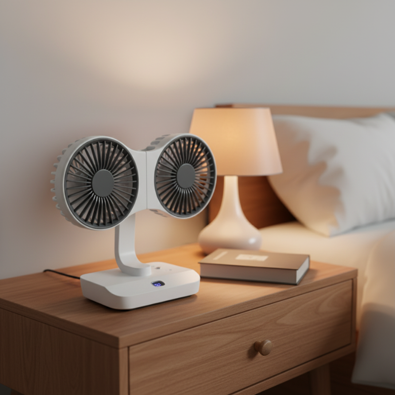Ventilador Doble Cabezal Recargable y Ajustable