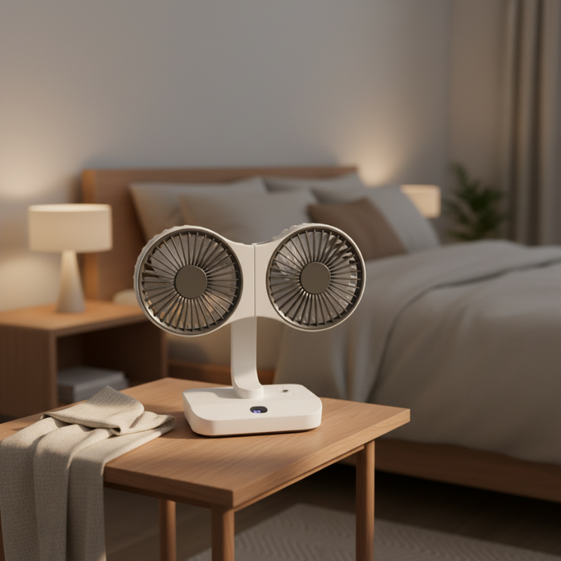 Ventilador Doble Cabezal Recargable y Ajustable