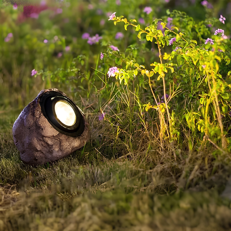Lámpara solar exterior – iluminación estilo piedra natural