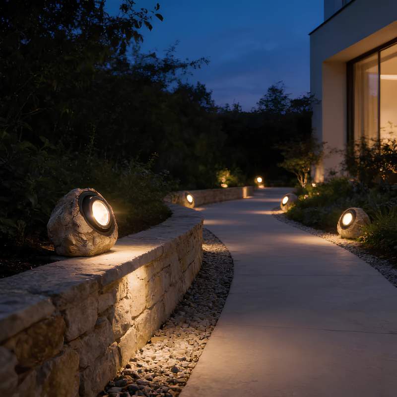 Lámpara solar exterior – iluminación estilo piedra natural