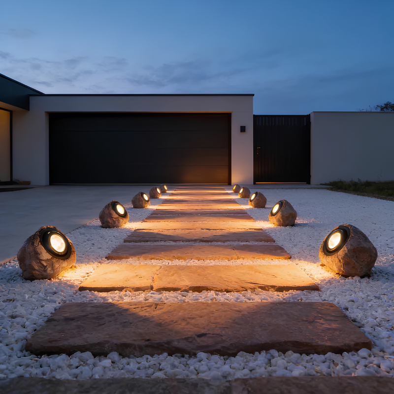 Lámpara solar exterior – iluminación estilo piedra natural