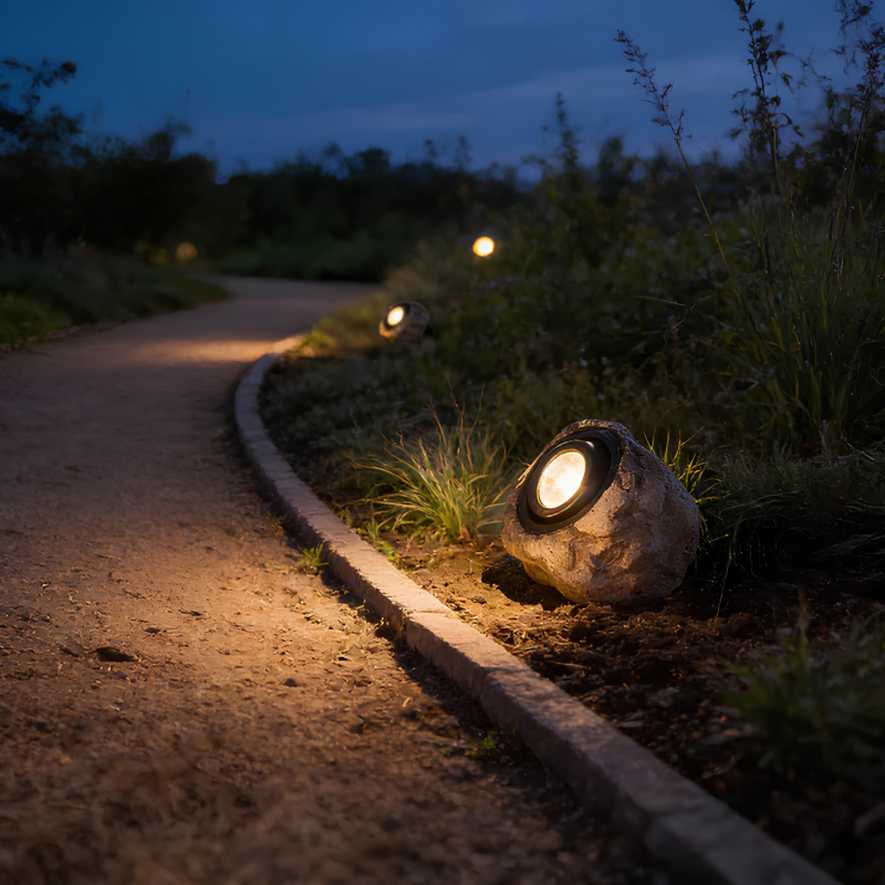 Lámpara solar exterior – iluminación estilo piedra natural