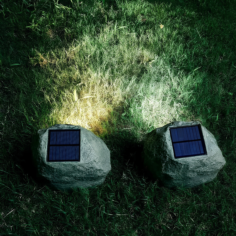 Lámpara solar exterior – iluminación estilo piedra natural