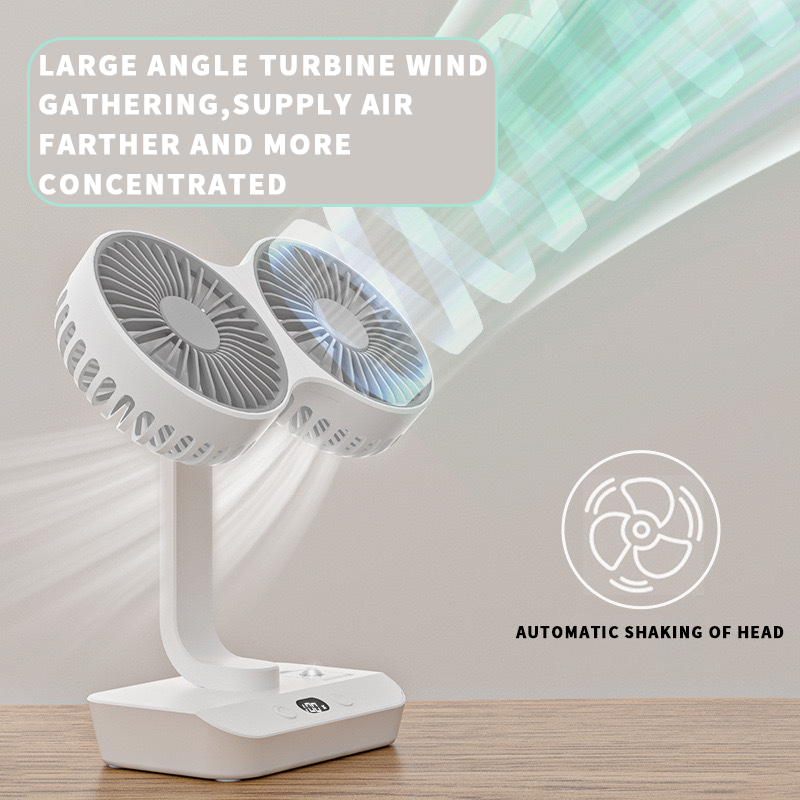 Ventilador Doble Cabezal Recargable y Ajustable