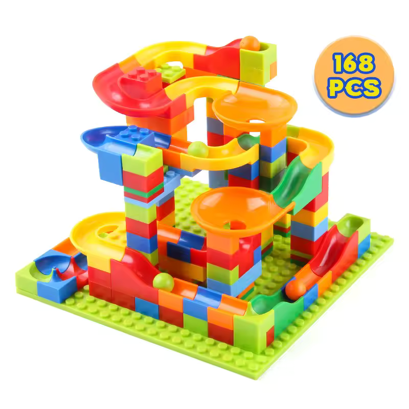 Juguete de construcción con circuito modular de canicas