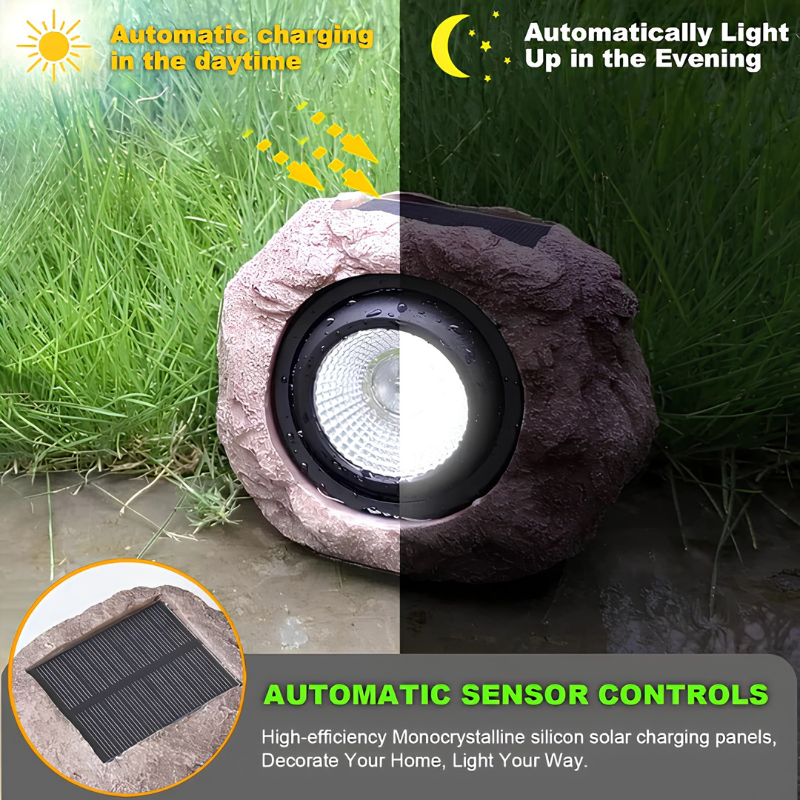 Lámpara solar exterior – iluminación estilo piedra natural