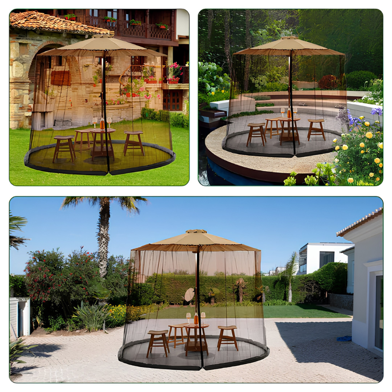 Mosquitera para sombrilla – protección contra insectos con cierre de cremallera