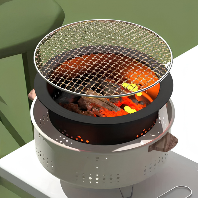 Barbacoa de carbón portátil – parrilla redonda desmontable para exteriores
