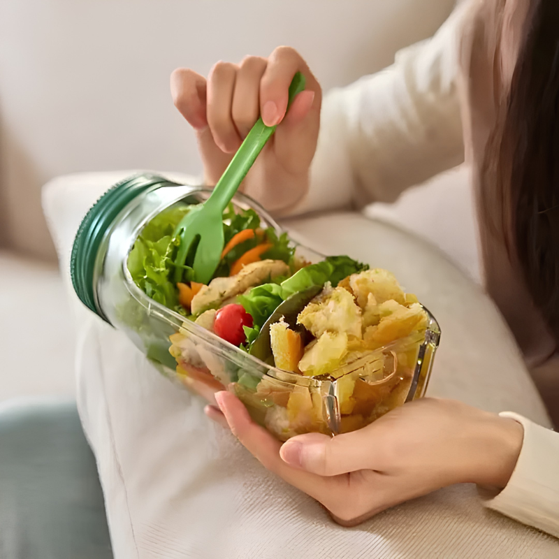 Caja de ensalada compartimentada – frescura nómada