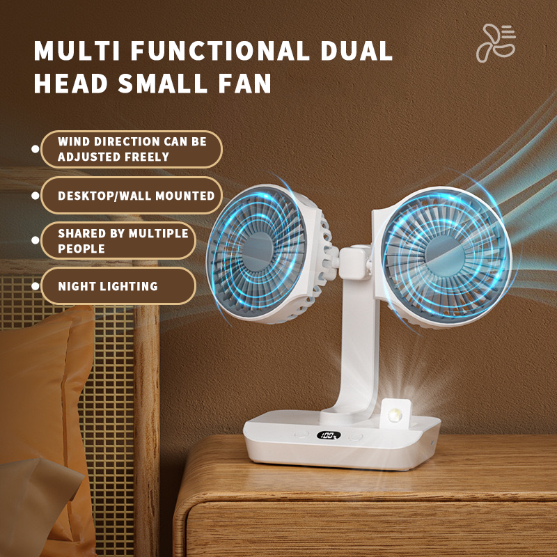 Ventilador Doble Cabezal Recargable y Ajustable