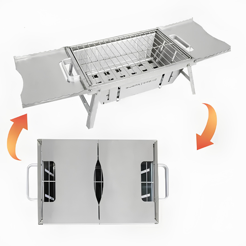 Parrilla plegable compacta – barbacoa práctica en cualquier lugar