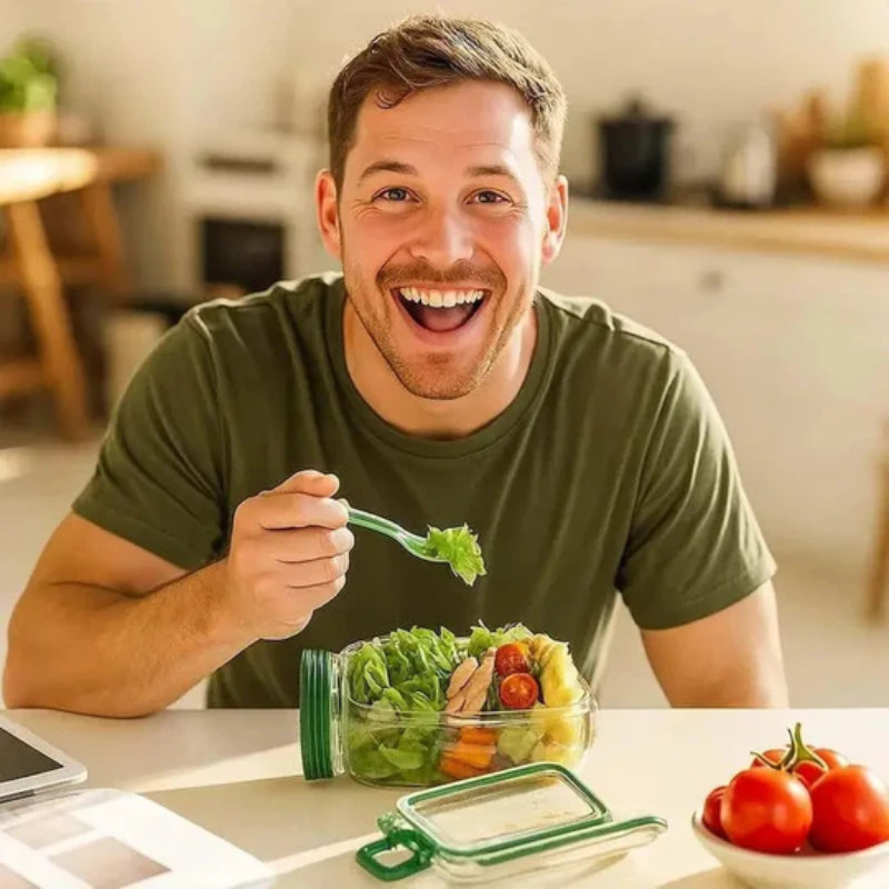 Caja de ensalada compartimentada – frescura nómada