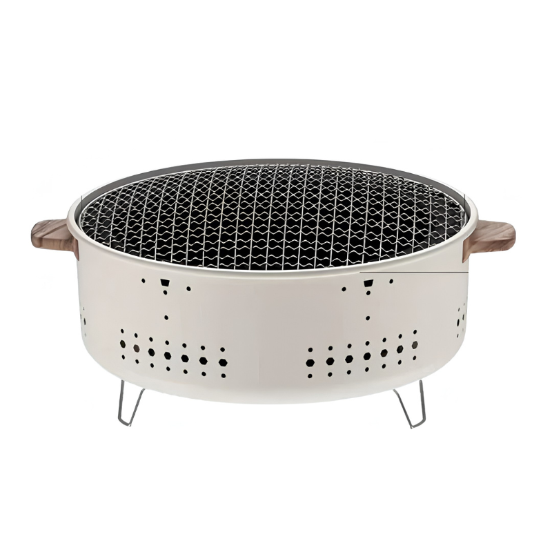 Barbacoa de carbón portátil – parrilla redonda desmontable para exteriores
