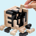Rompecabezas cúbico 3D de madera – juego de lógica para niños