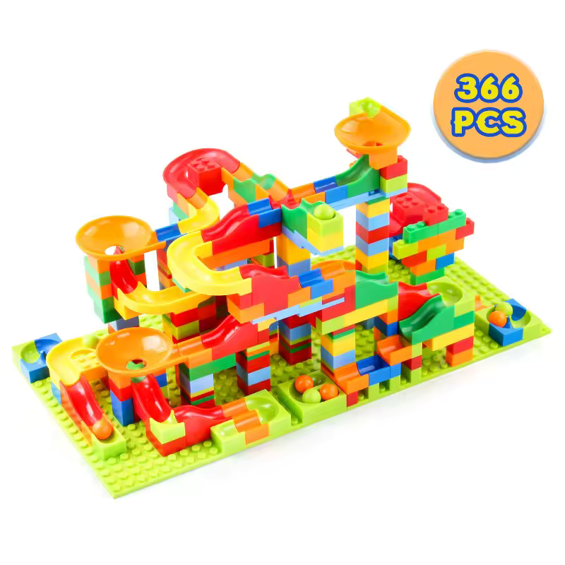 Juguete de construcción con circuito modular de canicas