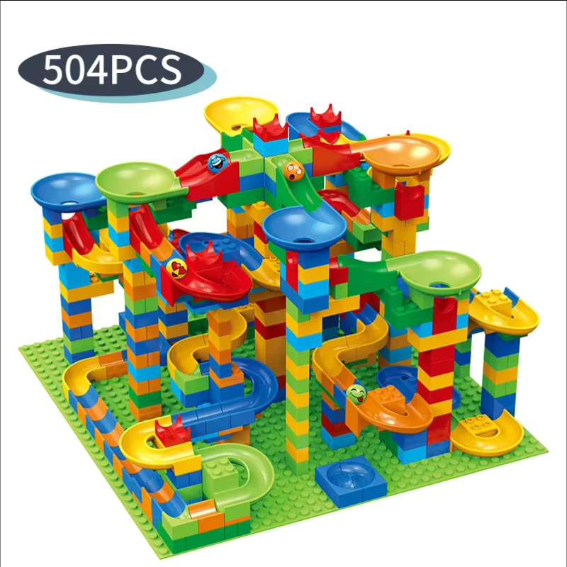Juguete de construcción con circuito modular de canicas