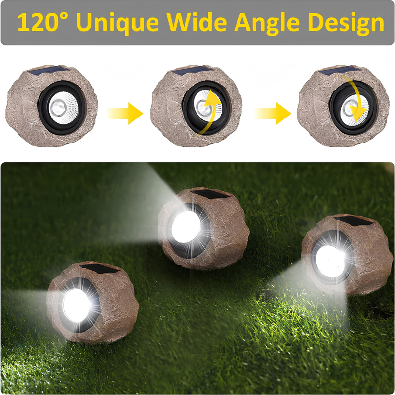 Lámpara solar exterior – iluminación estilo piedra natural