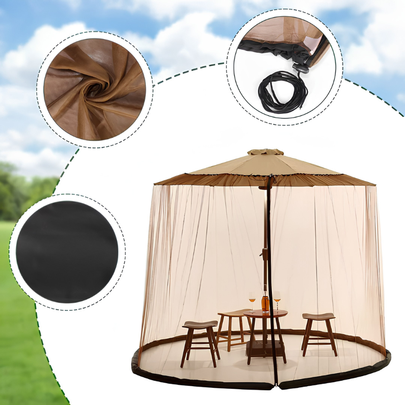 Mosquitera para sombrilla – protección contra insectos con cierre de cremallera