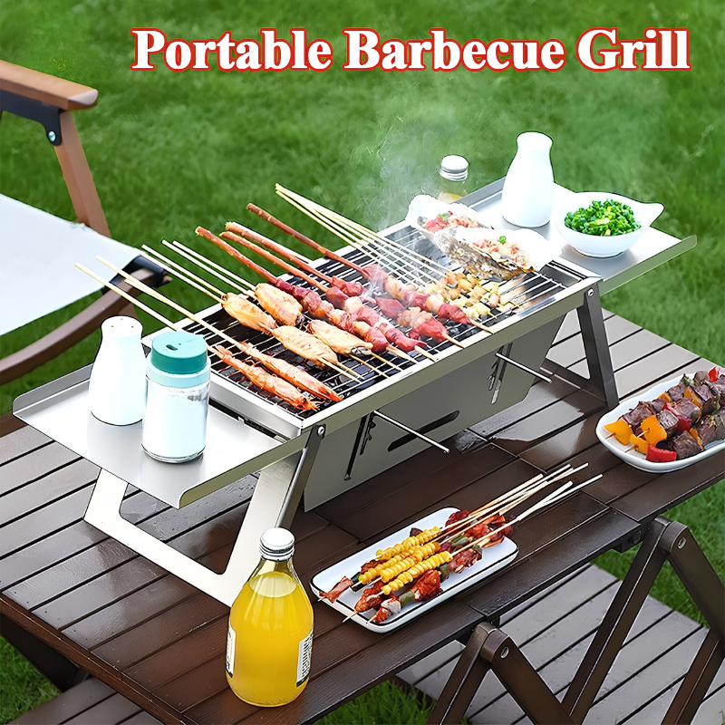 Parrilla plegable compacta – barbacoa práctica en cualquier lugar