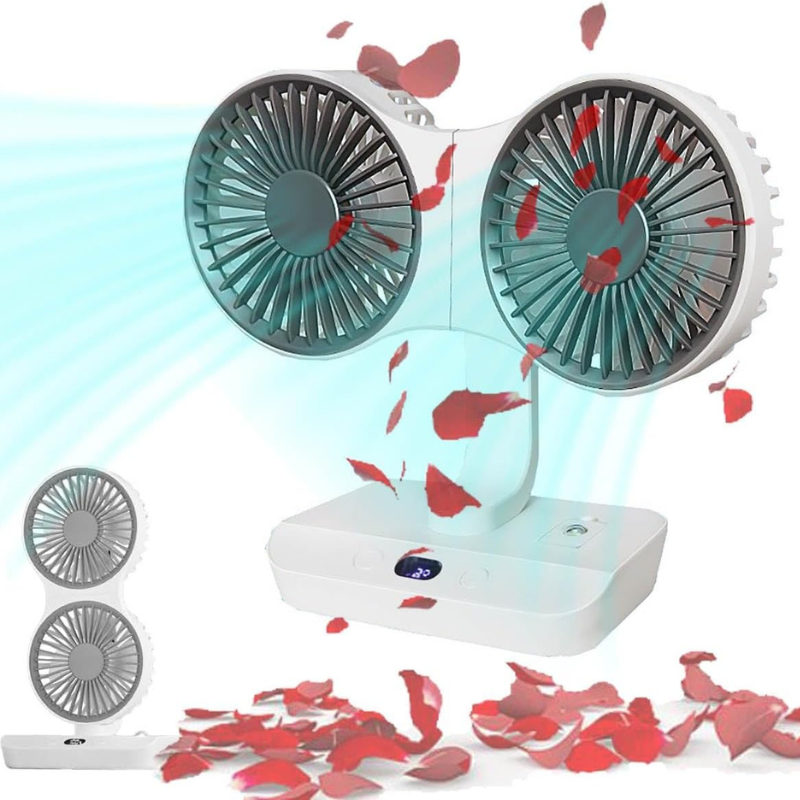 Ventilador Doble Cabezal Recargable y Ajustable