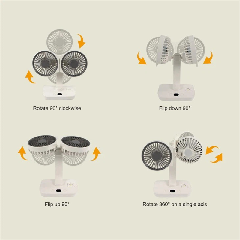 Ventilador Doble Cabezal Recargable y Ajustable