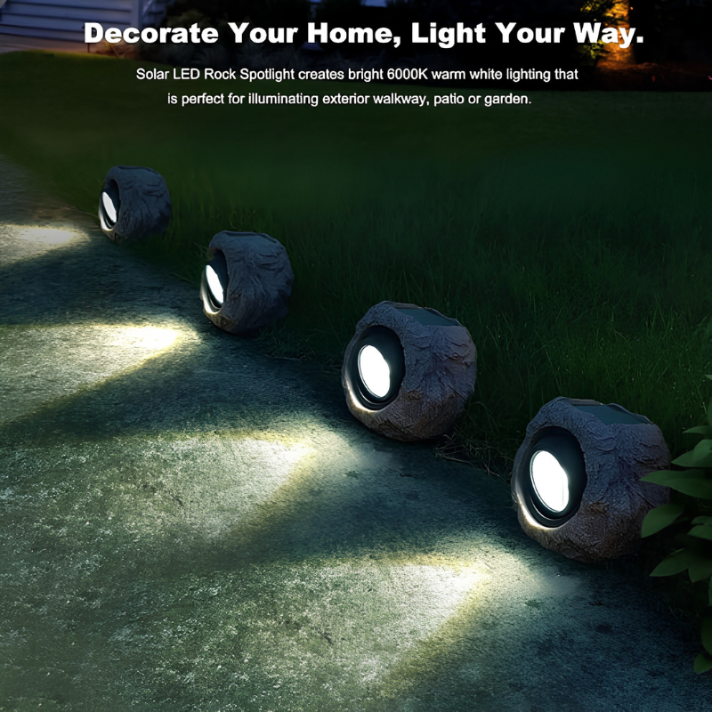 Lámpara solar exterior – iluminación estilo piedra natural