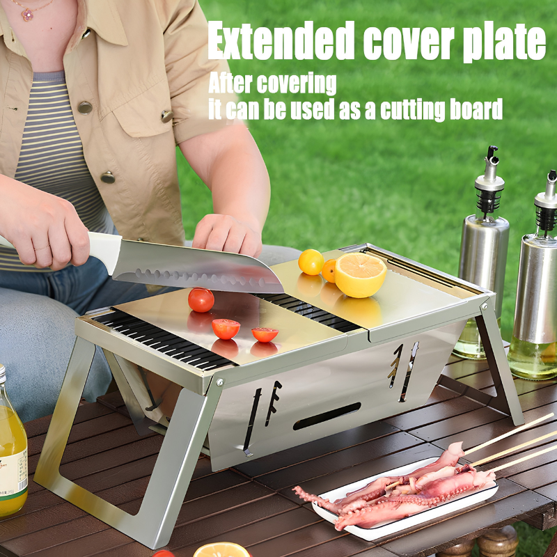 Parrilla plegable compacta – barbacoa práctica en cualquier lugar