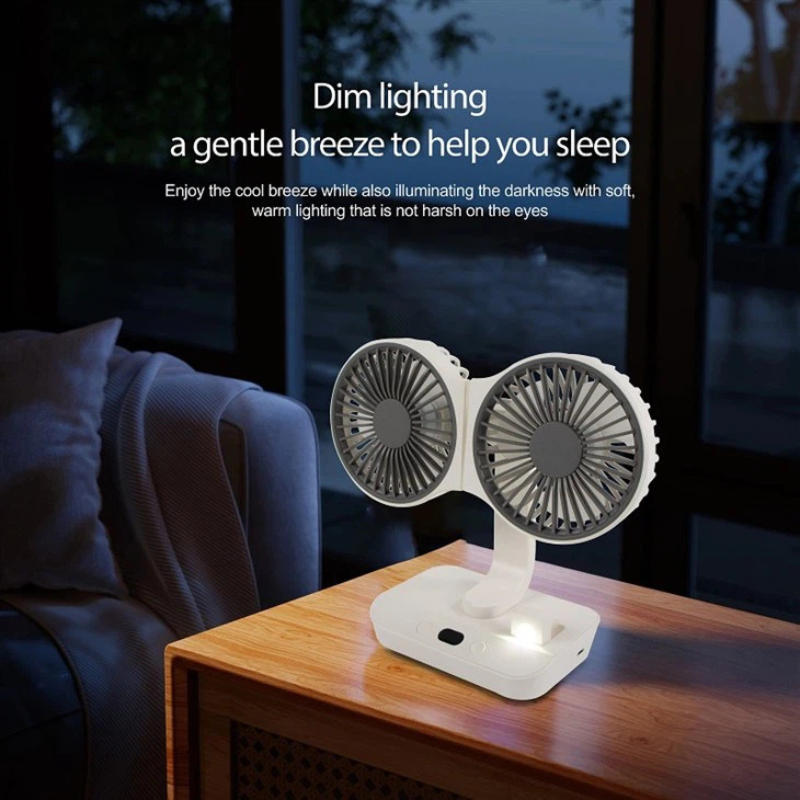 Ventilador Doble Cabezal Recargable y Ajustable