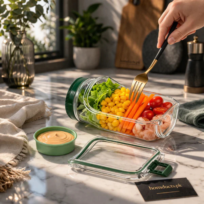 Caja de ensalada compartimentada – frescura nómada