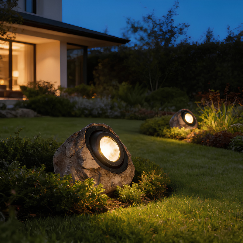 Lámpara solar exterior – iluminación estilo piedra natural