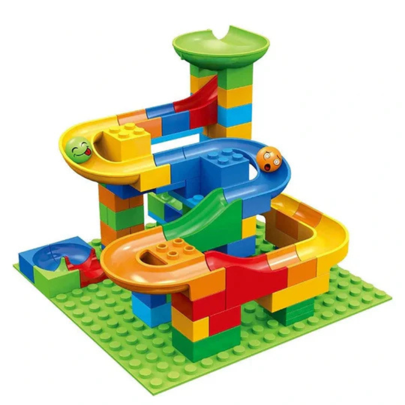 Juguete de construcción con circuito modular de canicas