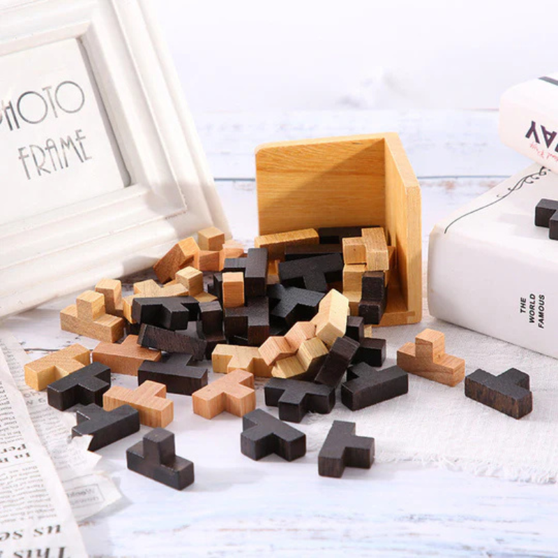 Rompecabezas cúbico 3D de madera – juego de lógica para niños