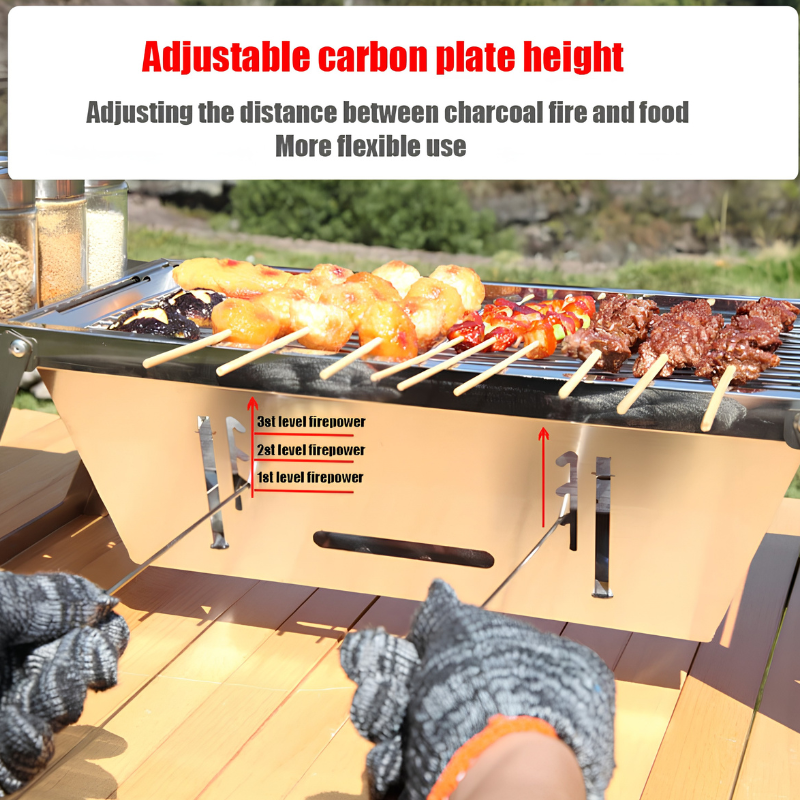 Parrilla plegable compacta – barbacoa práctica en cualquier lugar