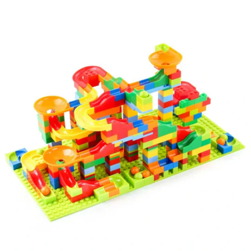Juguete de construcción con circuito modular de canicas