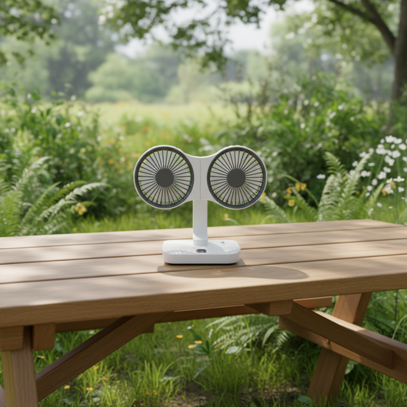 Ventilador Doble Cabezal Recargable y Ajustable