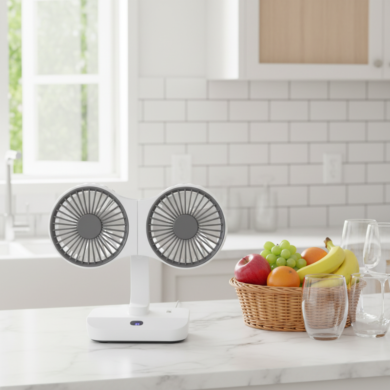Ventilador Doble Cabezal Recargable y Ajustable