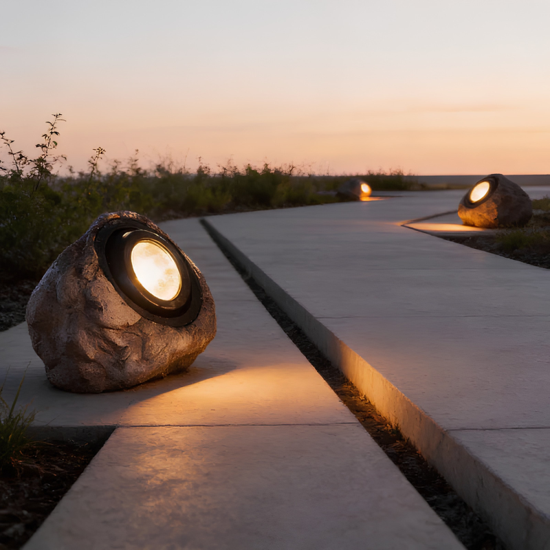 Lámpara solar exterior – iluminación estilo piedra natural