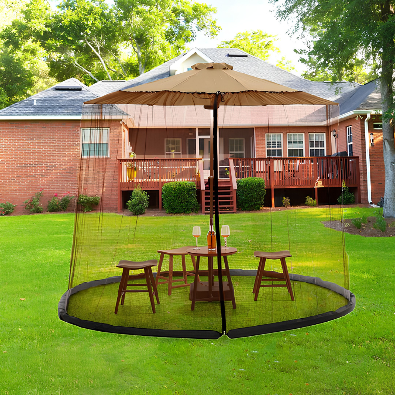 Mosquitera para sombrilla – protección contra insectos con cierre de cremallera