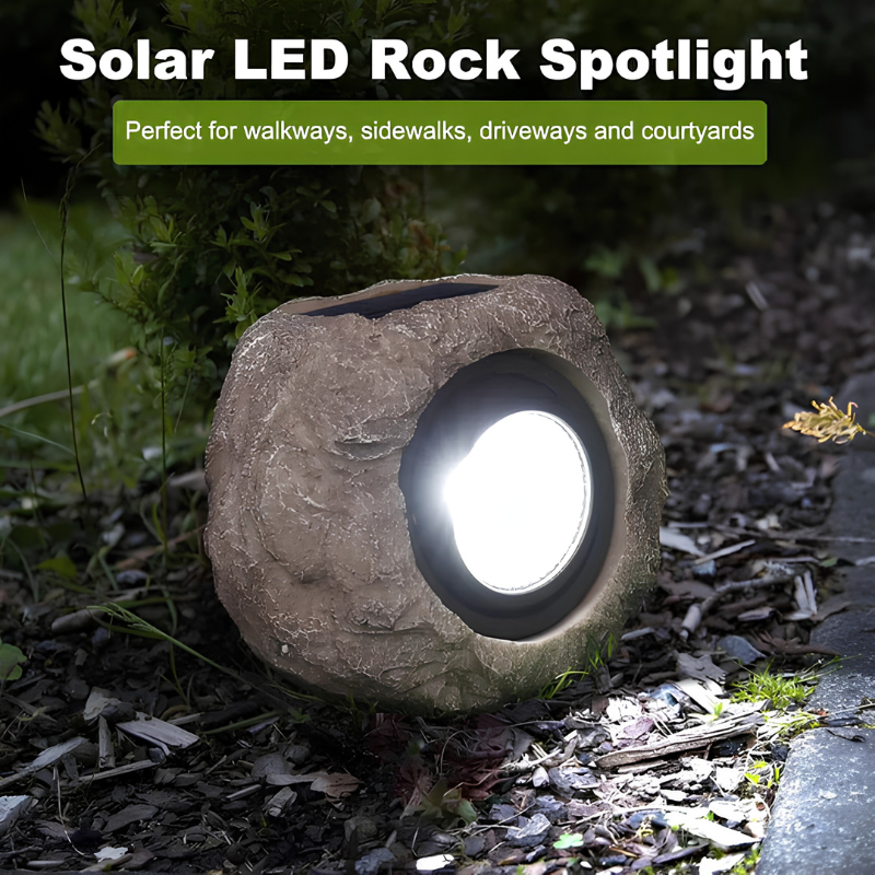 Lámpara solar exterior – iluminación estilo piedra natural