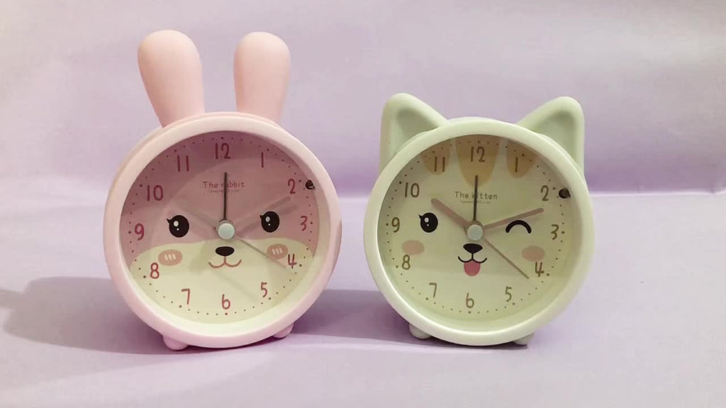 BowLift | Reloj Despertador Infantil con Luz Nocturna – Silencioso, Patrón de Conejo y Diseño Compacto