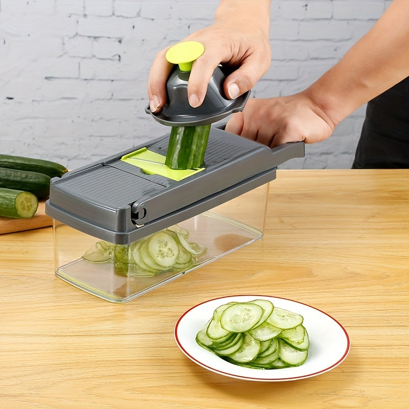 Set de Cortadores de Verduras de 14 Piezas - Raspador Manual, Pelador, Picadora y Rebanador para Preparación de Cocina