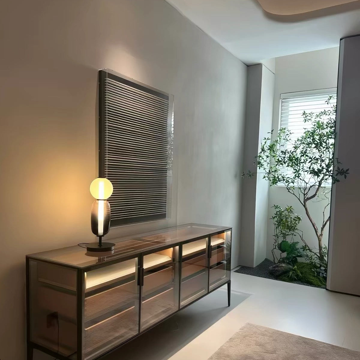 Lámpara de Mesa de Vidrio Diseño Escultural Moderno