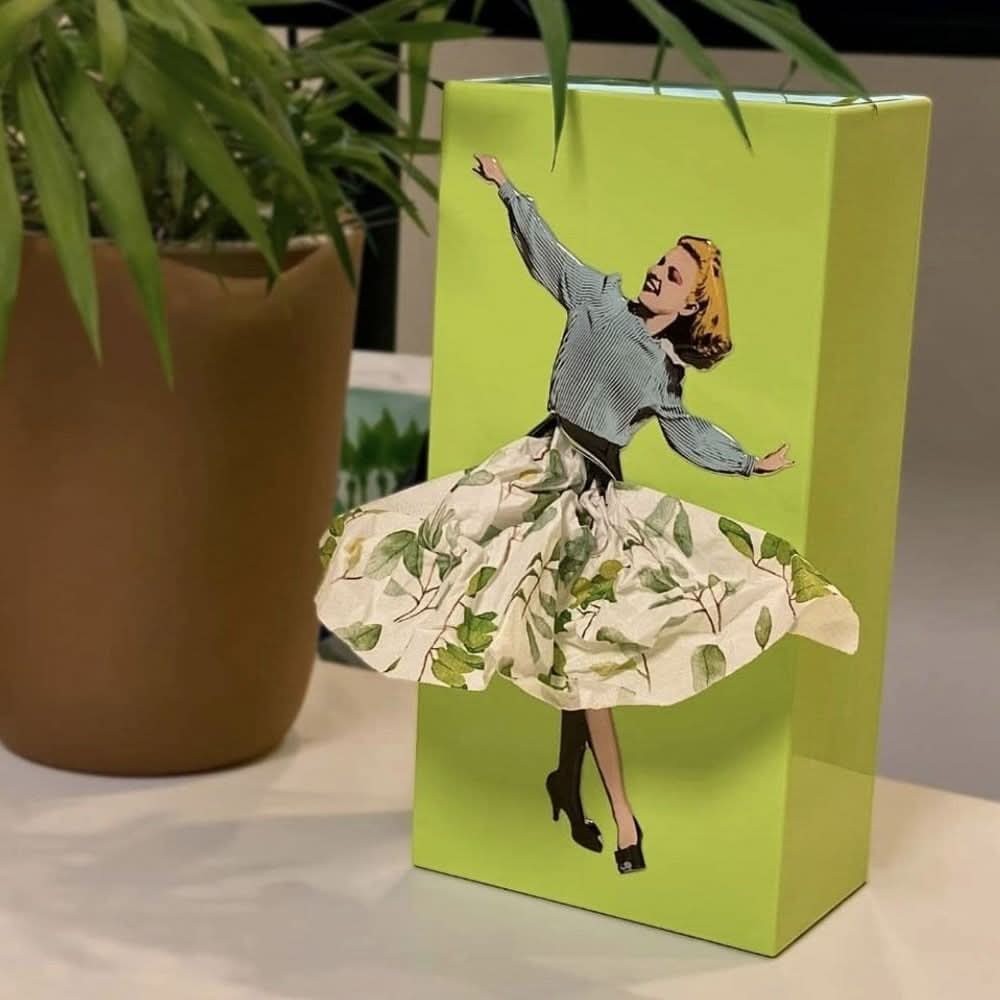 TISSUDANCE – Caja de pañuelos con diseño juguetón para decoración creativa del hogar