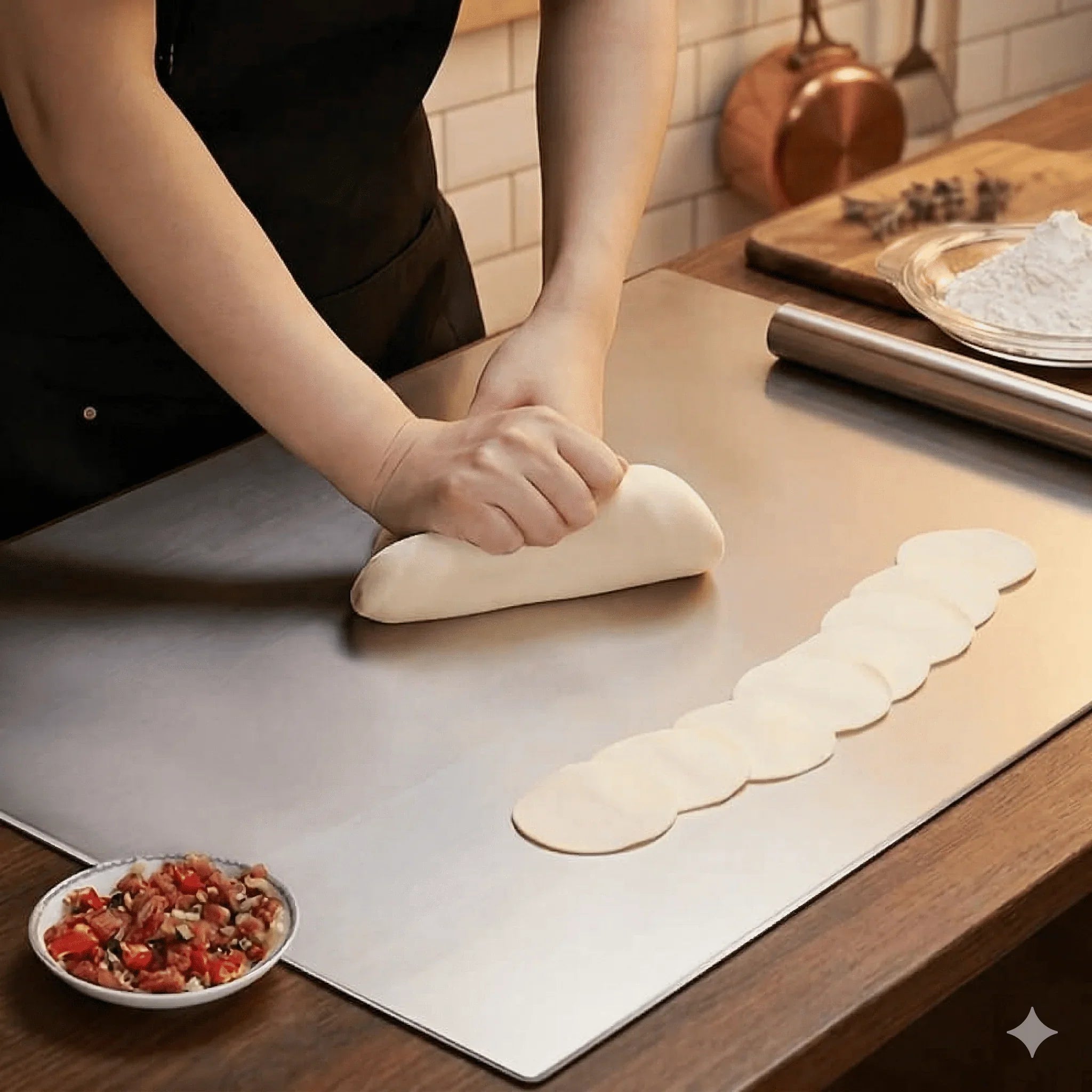 Tabla de cortar de acero inoxidable antideslizante para cocina y repostería