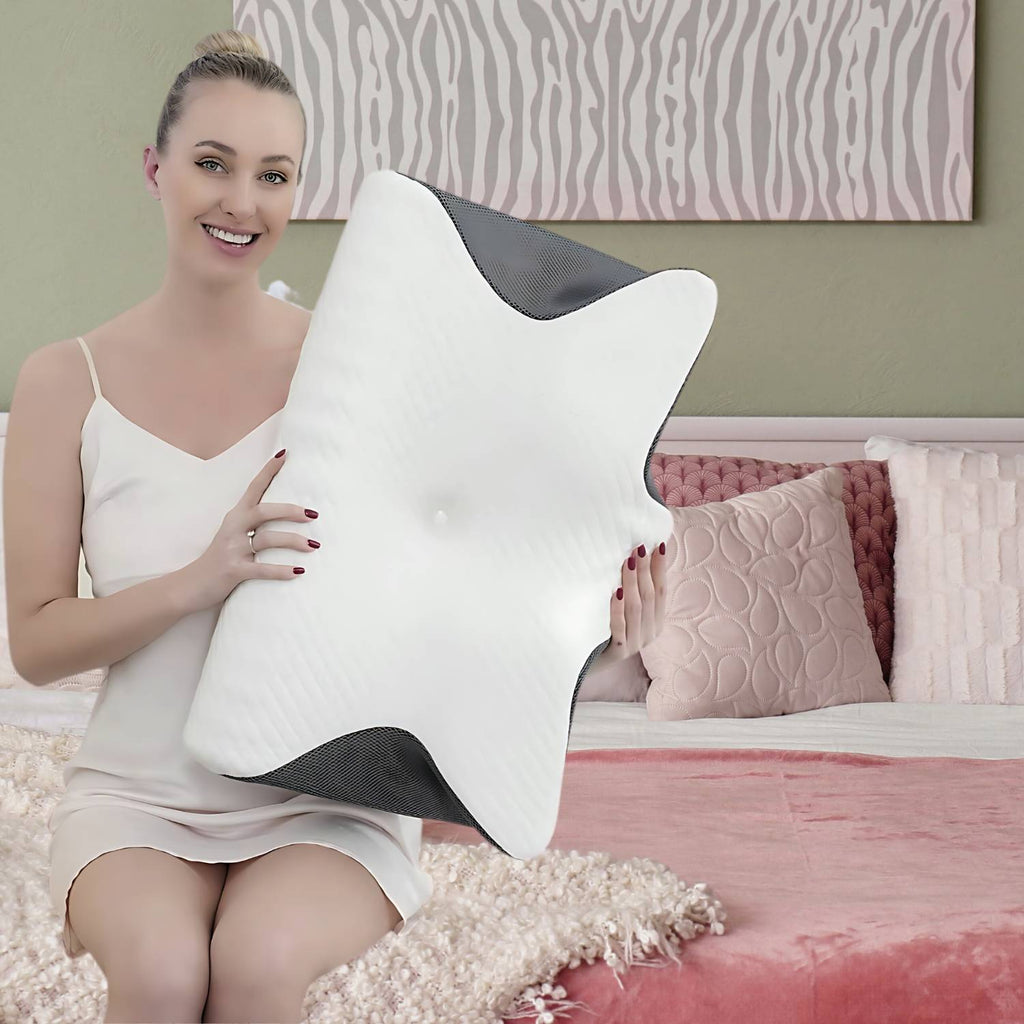 Cojín de Espuma Viscoelástica de Confort Adaptativo – Asegura la Alineación Correcta del Cuello y los Hombros – Tejido Transpirable para una Mejora del Flujo de Aire