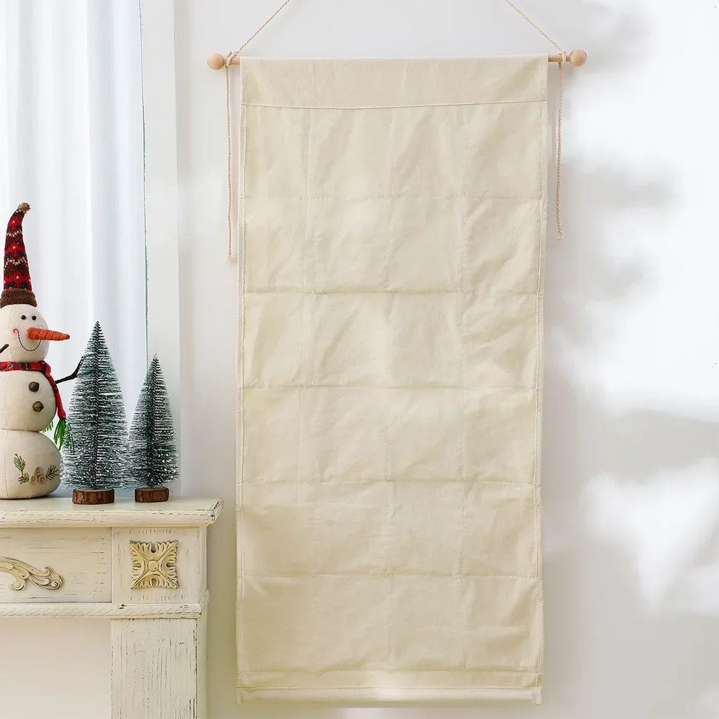 Calendario de adviento con 24 bolsas de lienzo para niños – Decoración navideña colgante en multicolor
