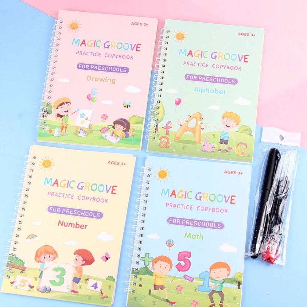 SchreibMeister - Set de 4 (1+3 GRATIS) - La primera introducción a la escritura – Cuaderno de escritura