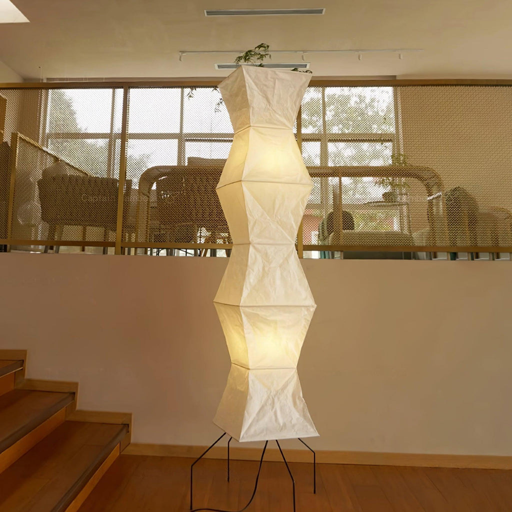 Lámpara de Suelo Escultural Taki – Lámpara de Suelo de Papel Japonés Hecha a Mano para Interiores Modernos