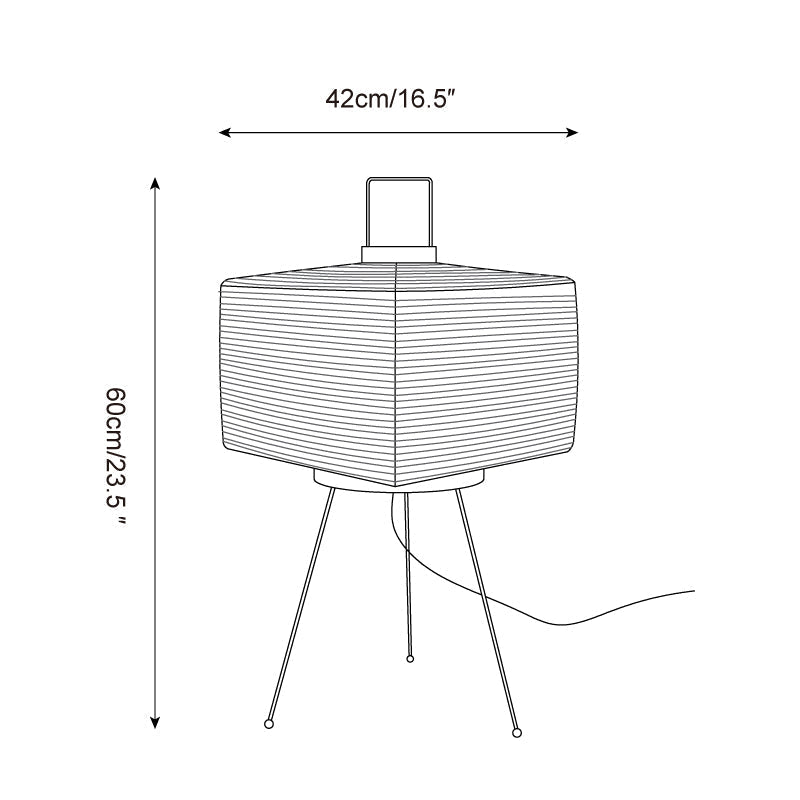 Lámpara de Mesa Minimalista Akari 7A con Pantalla de Papel Washi Plegado a Mano