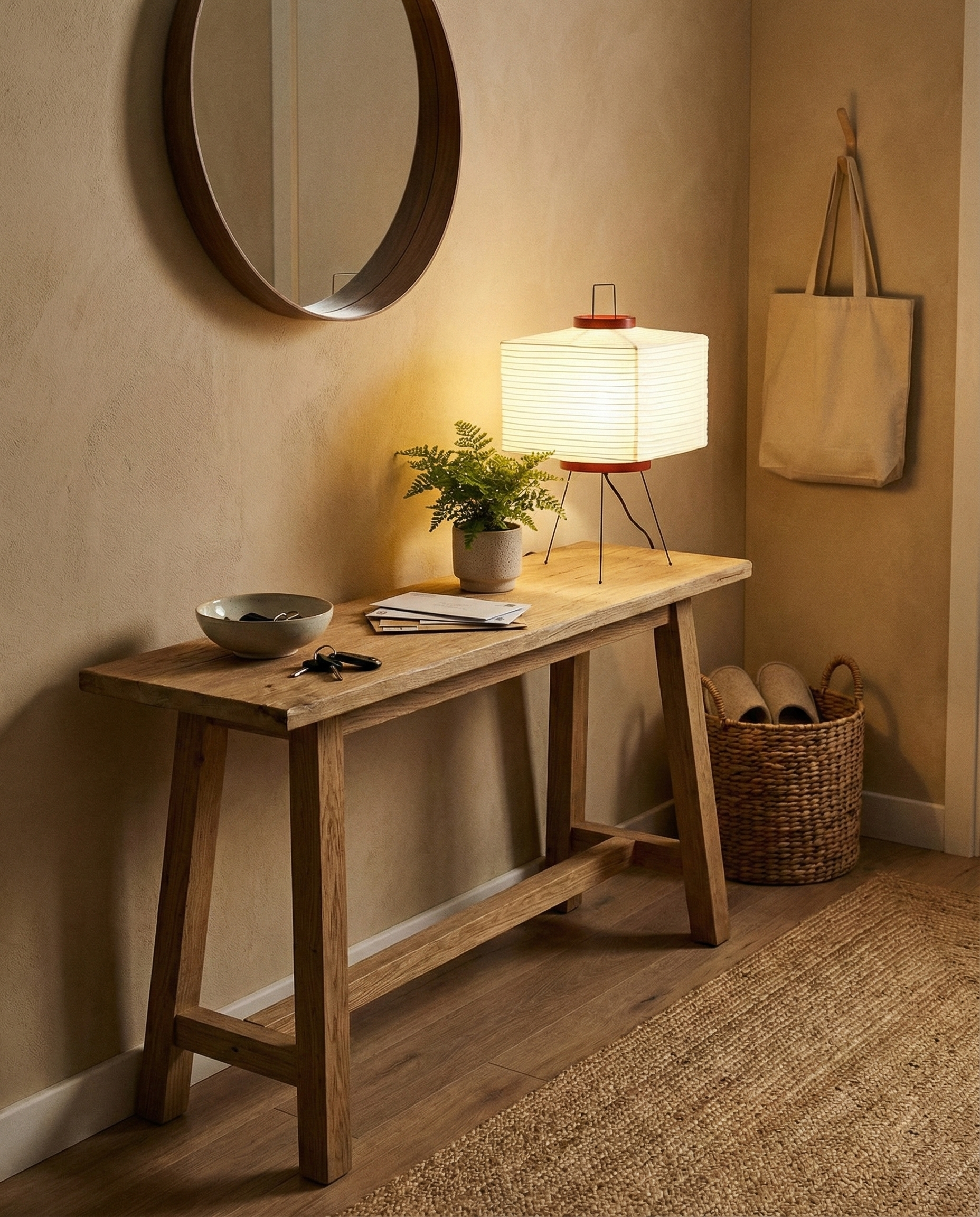 Lámpara de Mesa Minimalista Akari 7A con Pantalla de Papel Washi Plegado a Mano